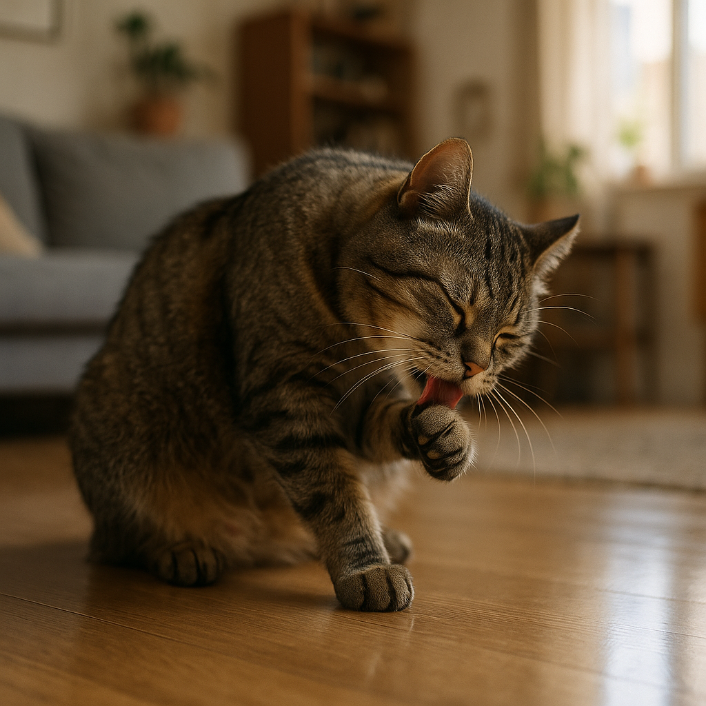 Over‑grooming can indicate stress or allergies.